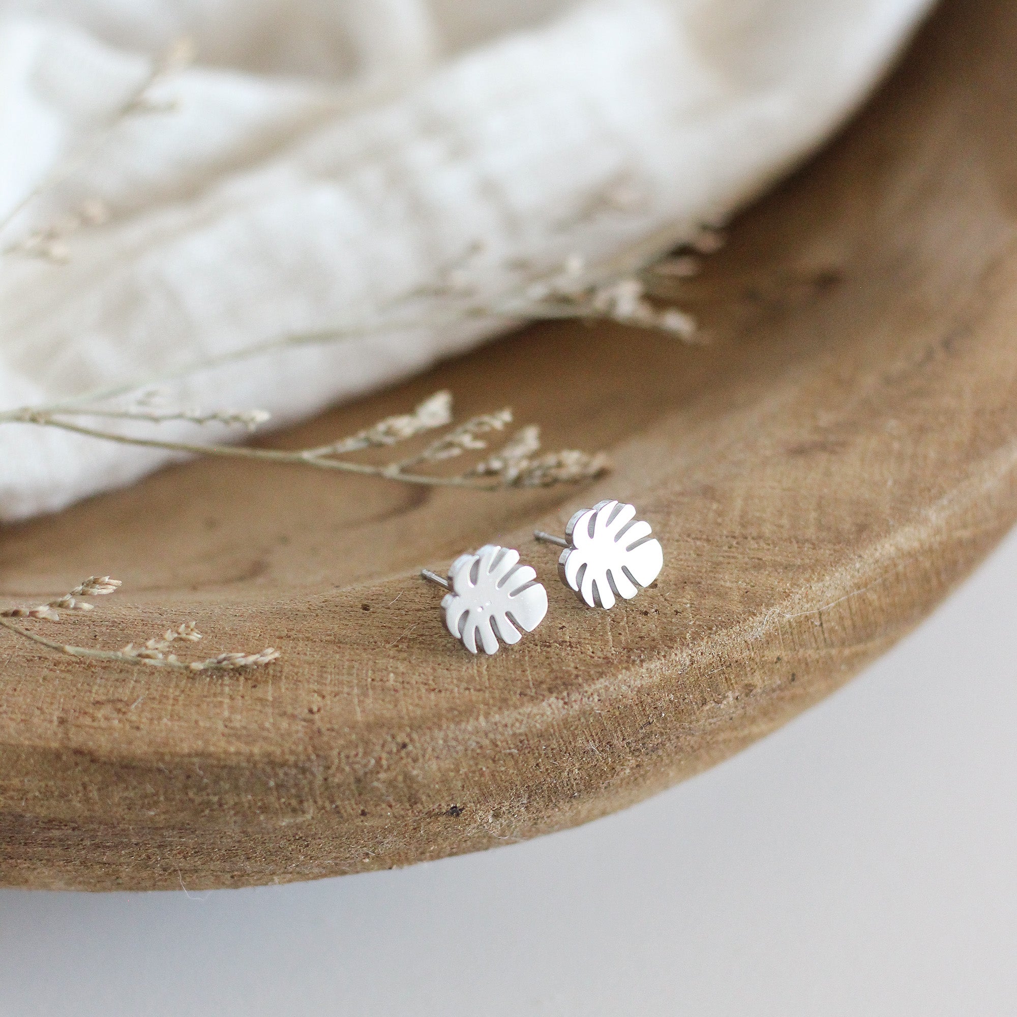 Mini Monstera Leaf Earrings