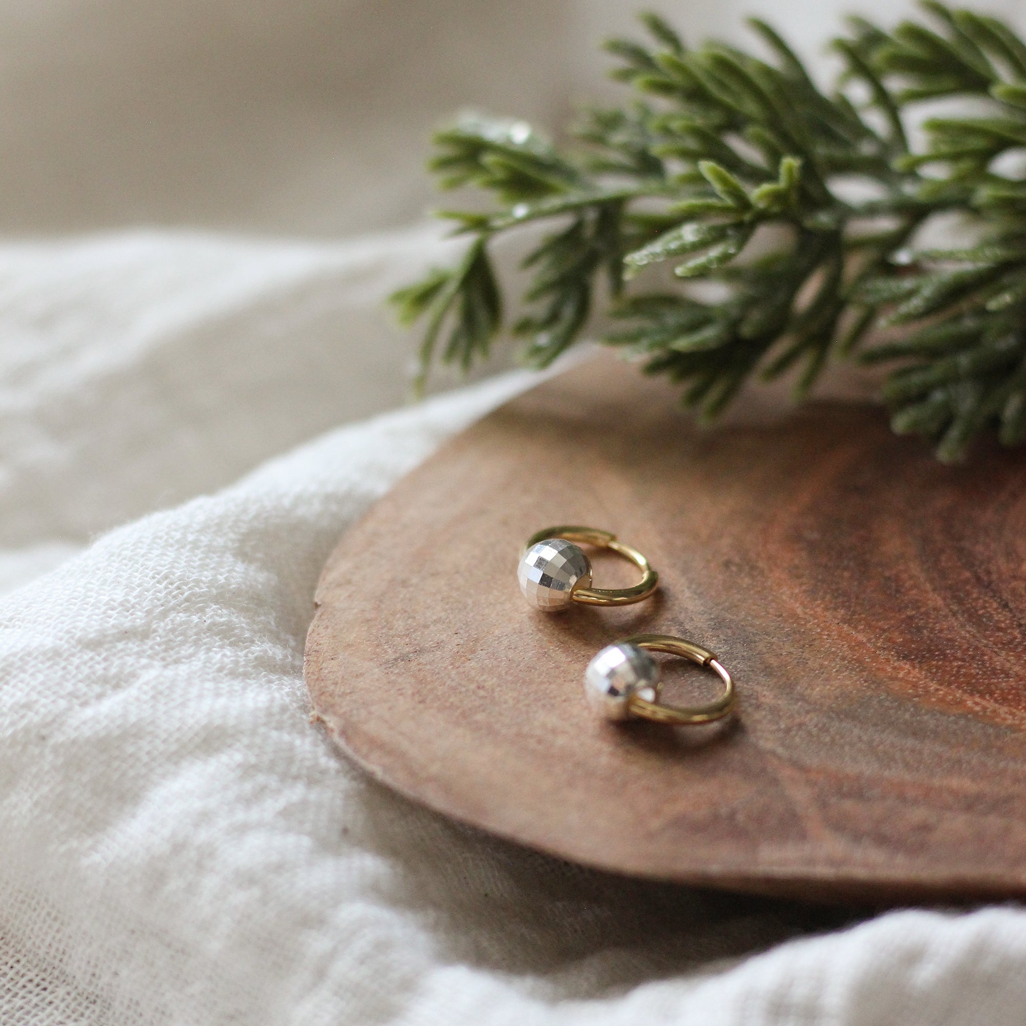 Mirror Ball Hoop Earrings