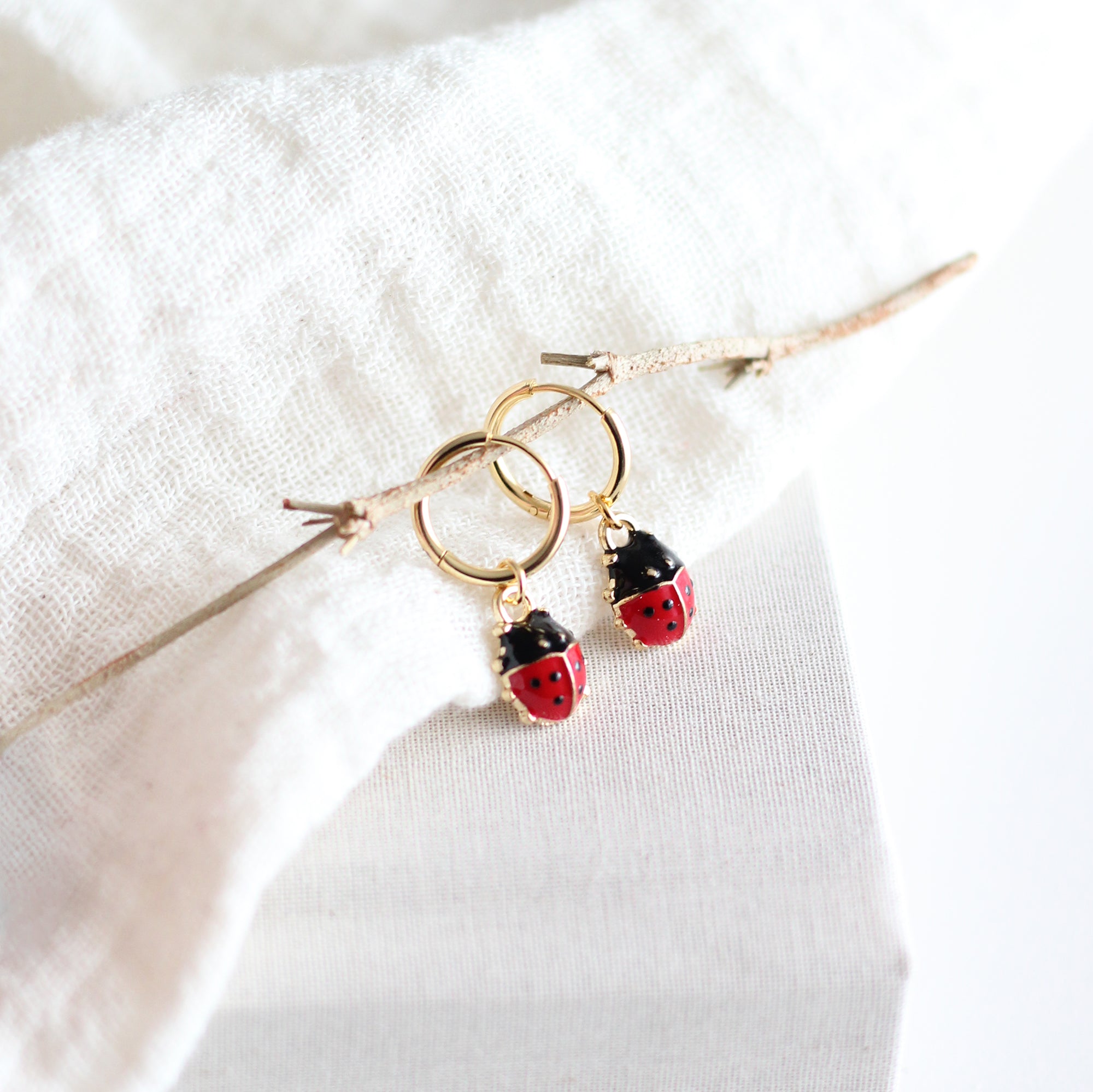Ladybug Hoop Earrings