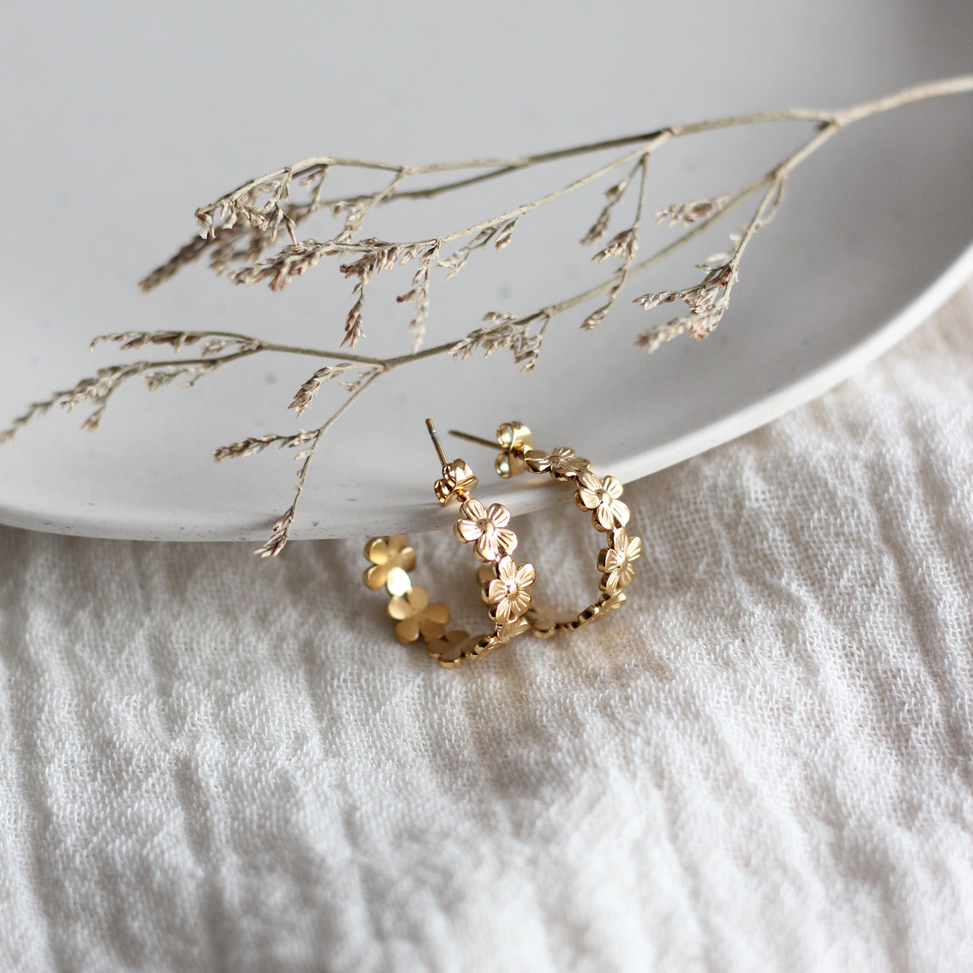 Floral Hoop Earrings