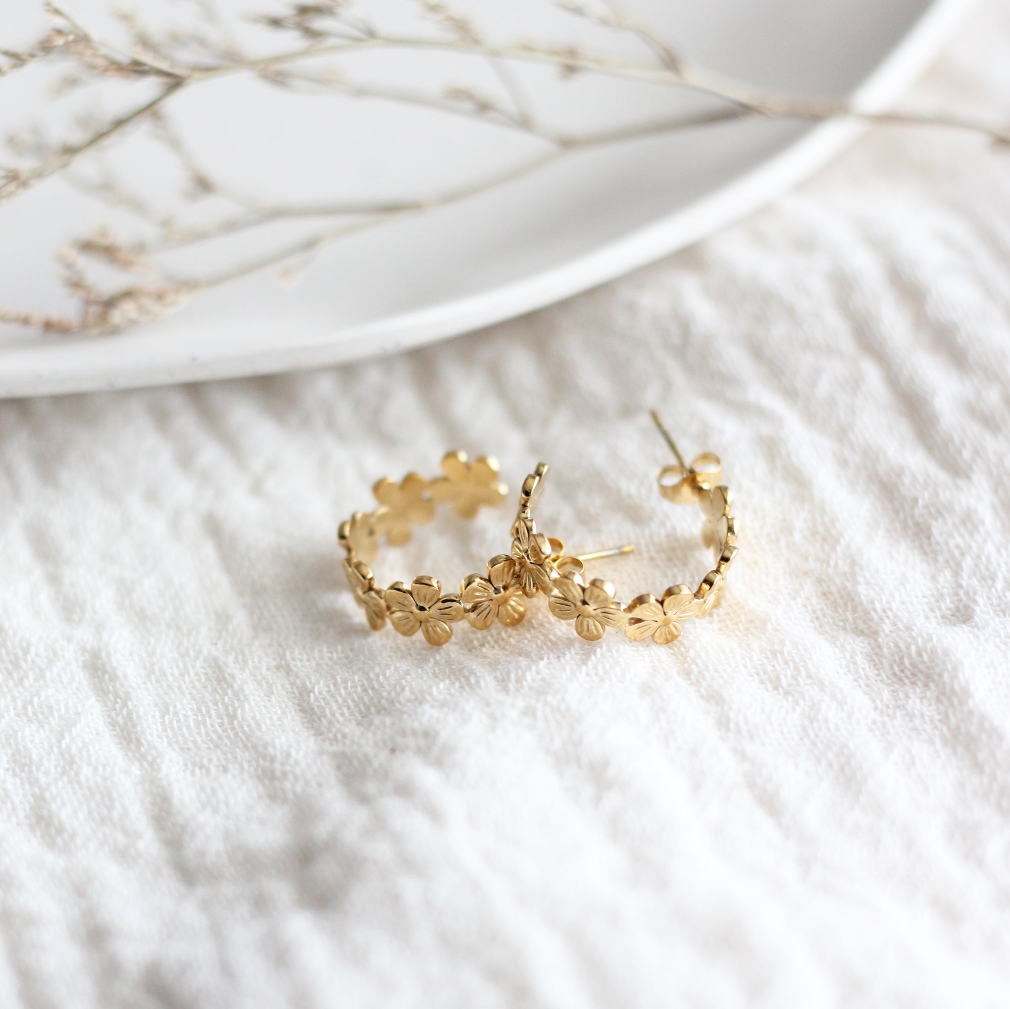 Floral Hoop Earrings