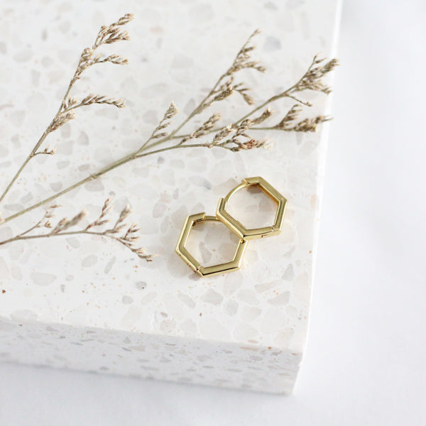 Honeycomb Huggie Hoops