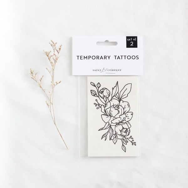 Peony Bouquet Temporary Tattoo