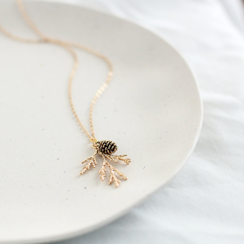 Juniper Branch & Pine Cone Necklace