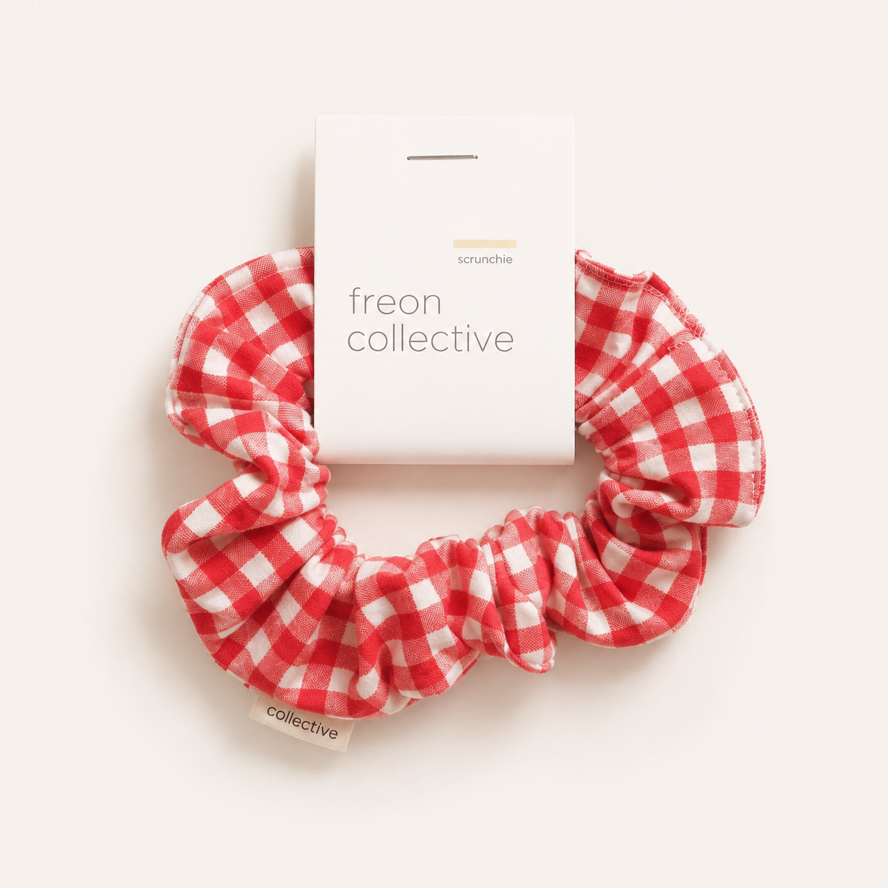Red Gingham Organic Cotton Srunchie