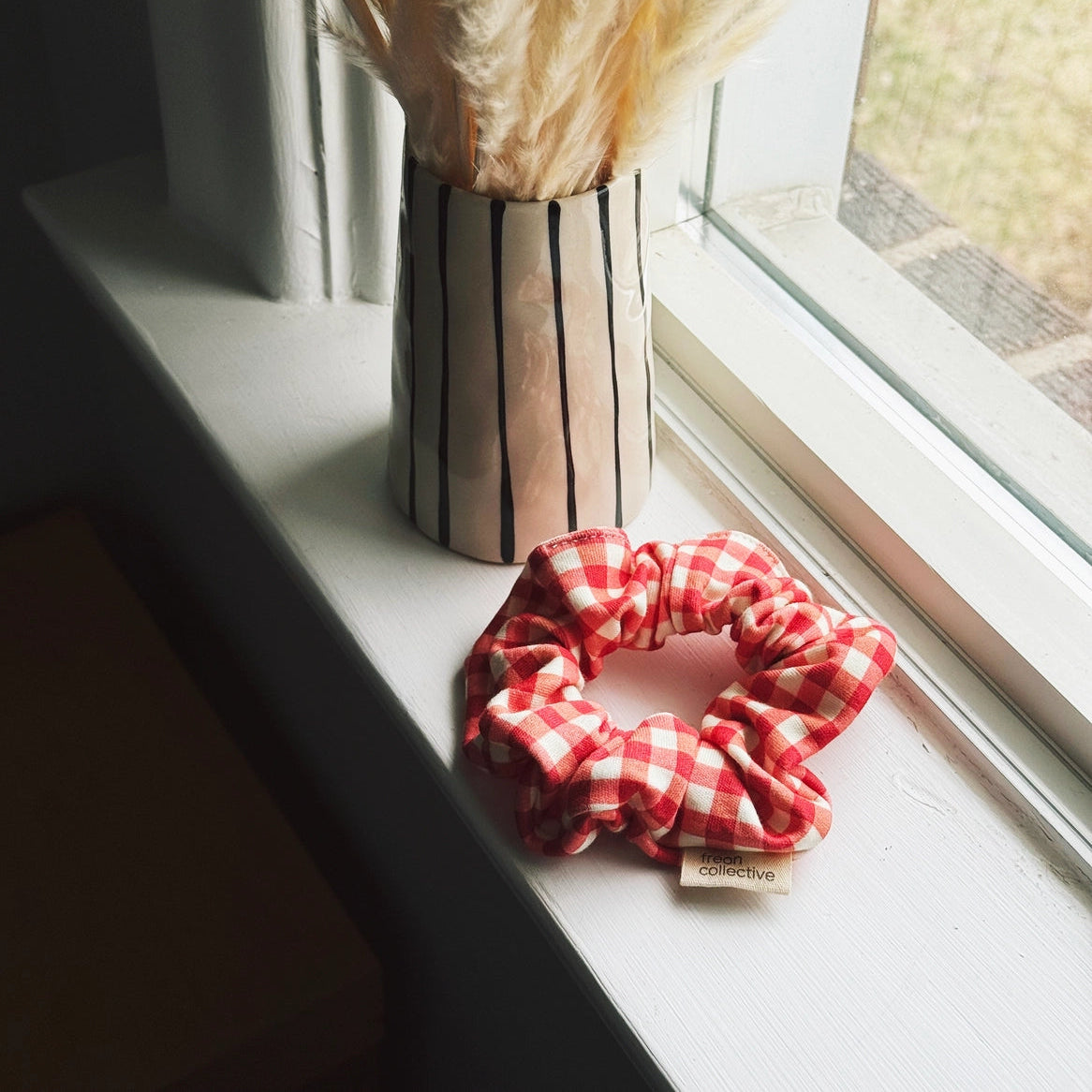 Red Gingham Organic Cotton Srunchie