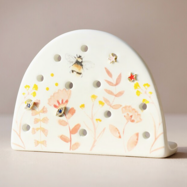 Floral Bee Ceramic Earring Stand