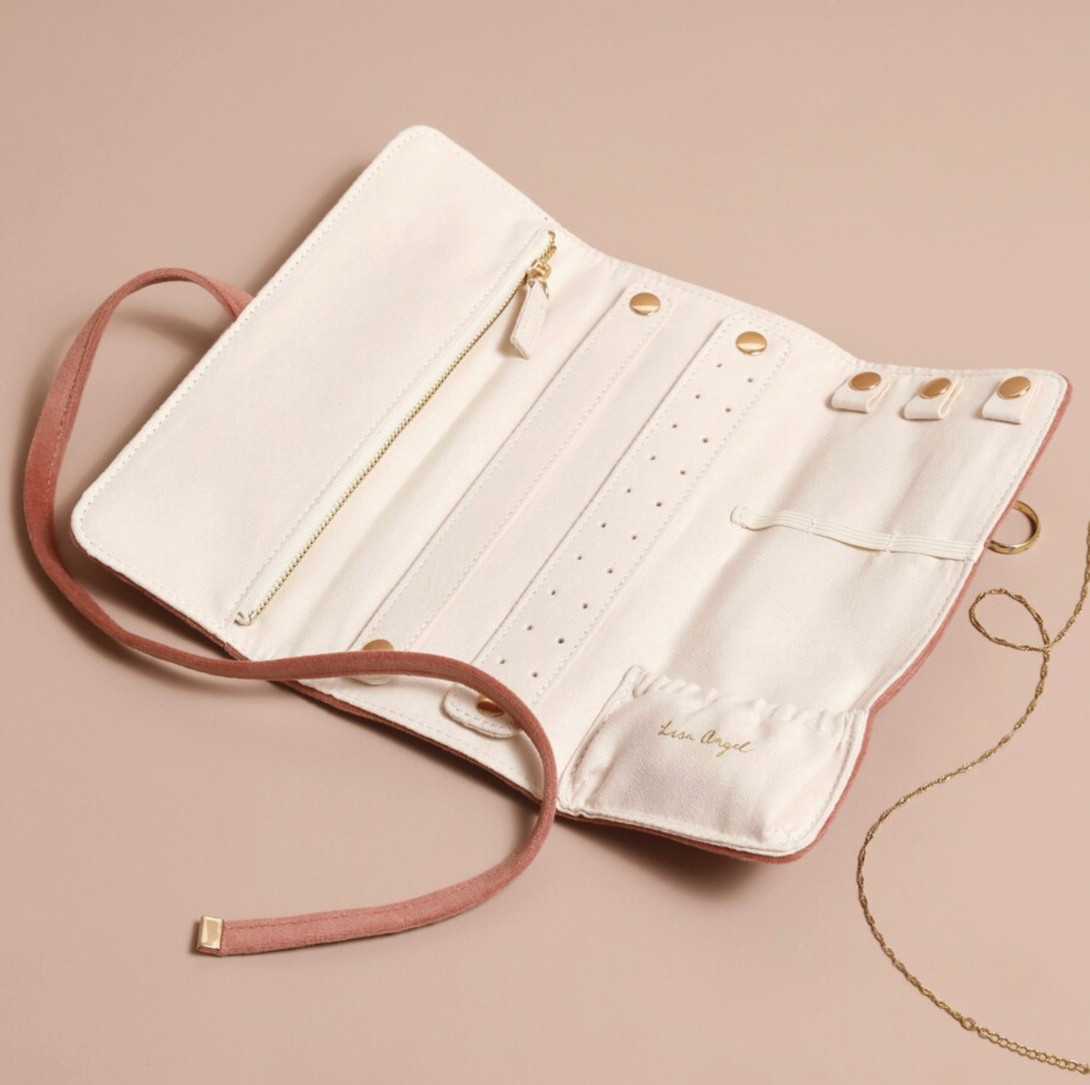 Pink Velvet Jewellery Roll