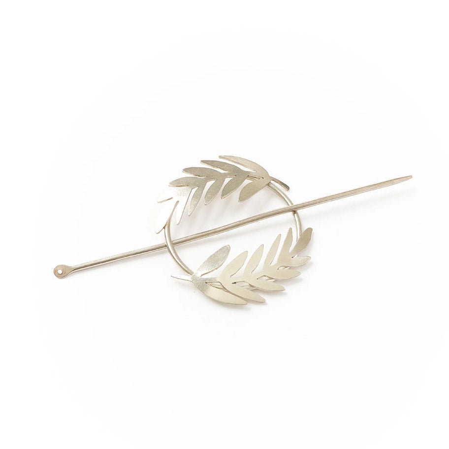 Silver Fern Leaf Hair Slide