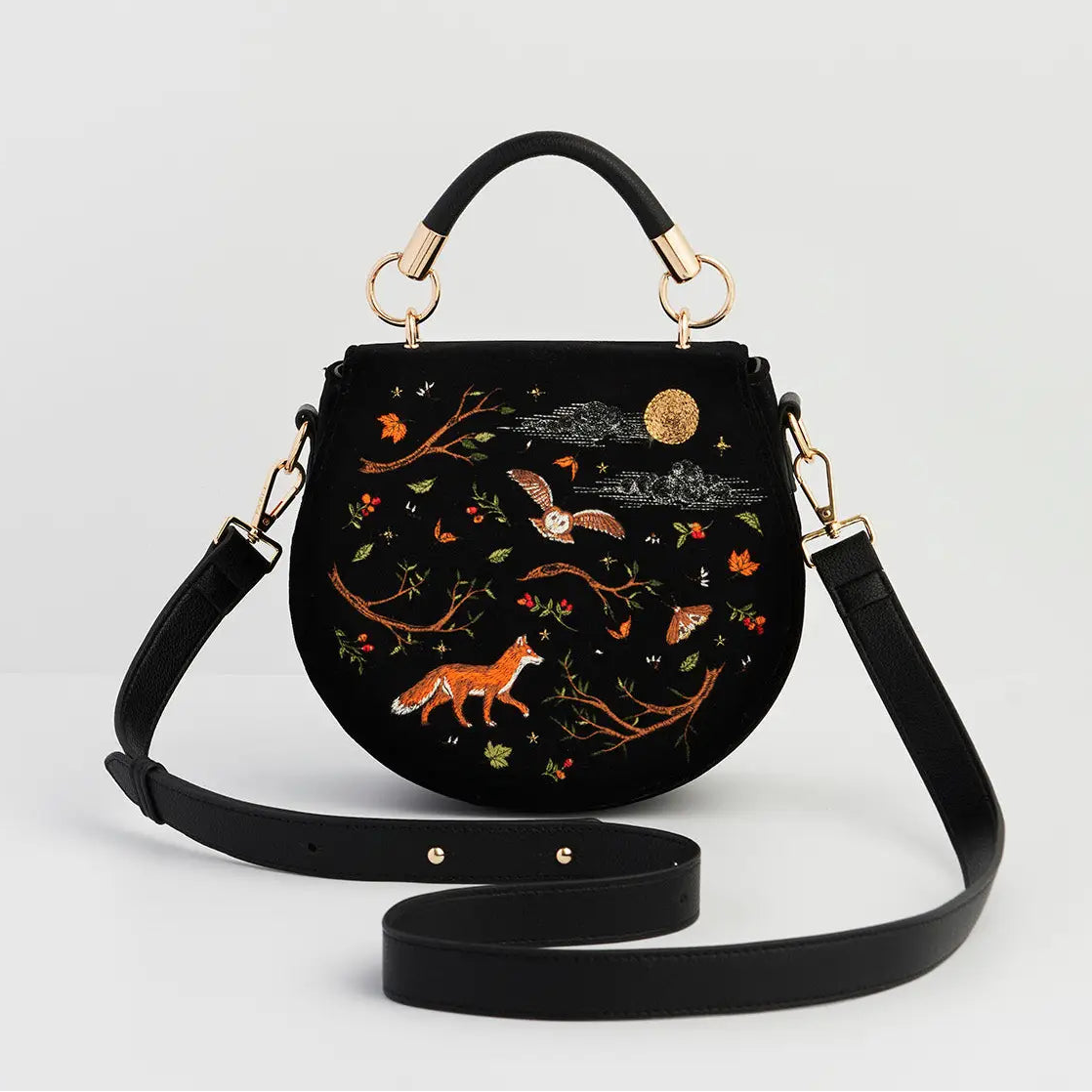 Fox & Owl Embroidered Saddle Bag | Fable England