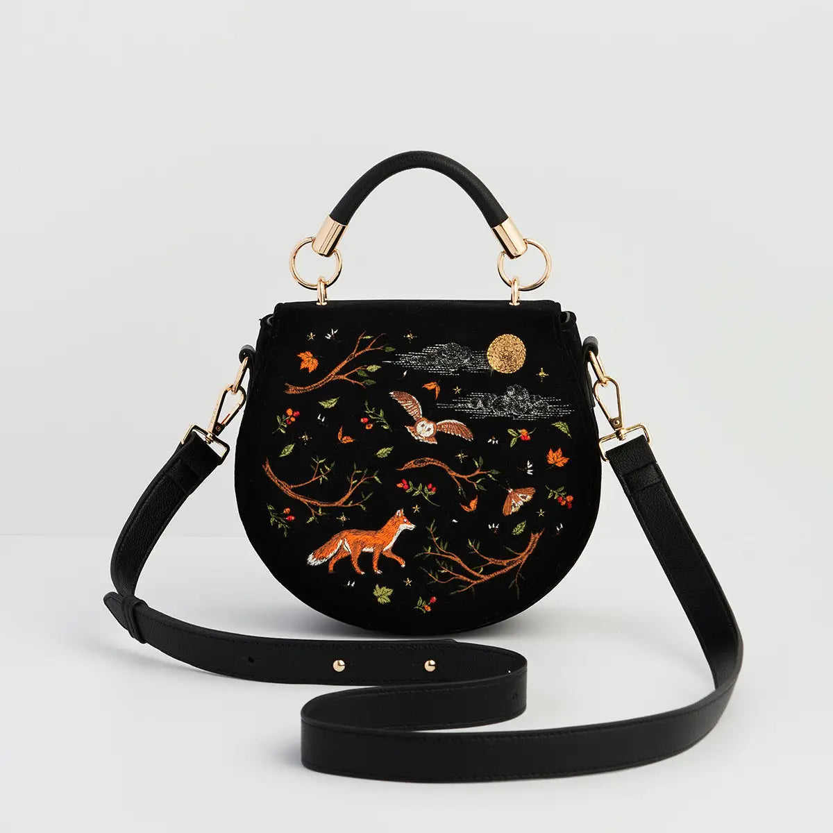 Fox & Owl Embroidered Saddle Bag | Fable England