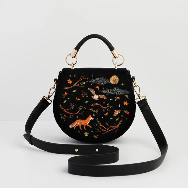 Fox & Owl Embroidered Saddle Bag | Fable England