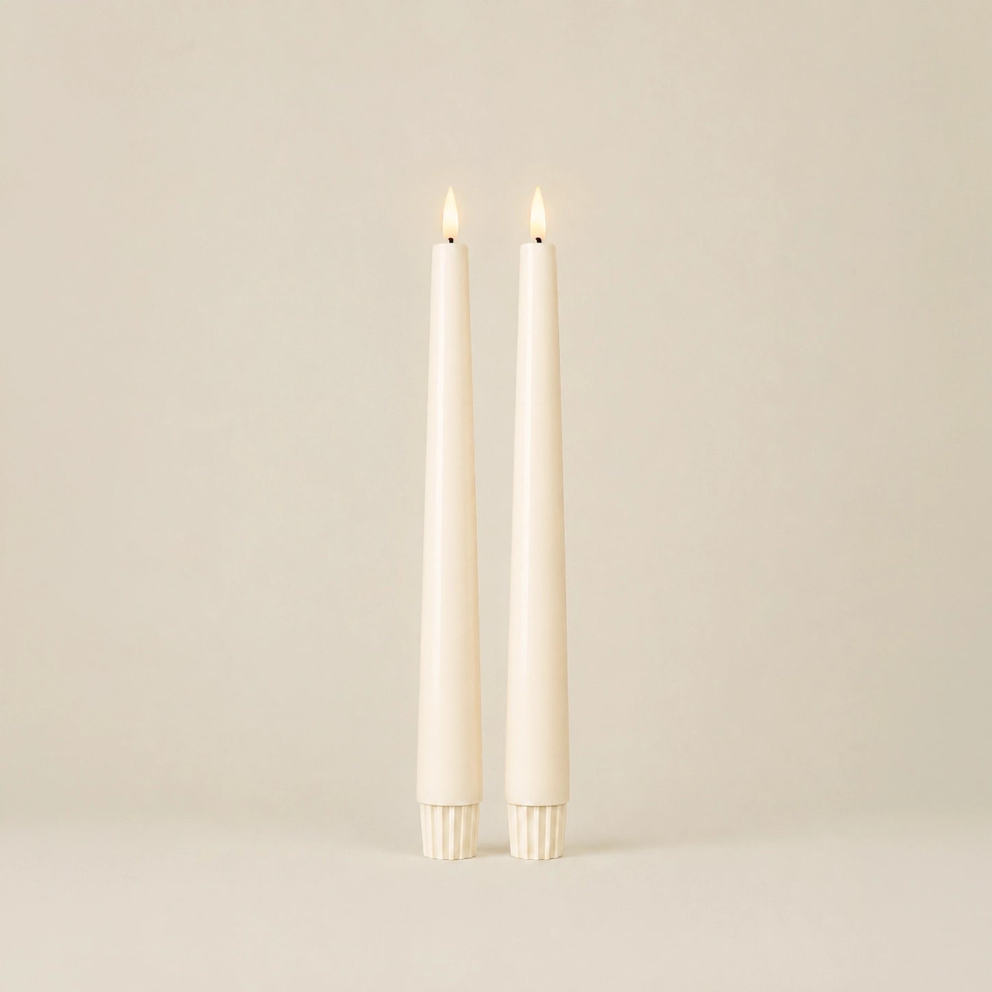 Ivory LED Wax Taper Candles