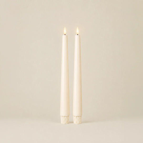 Ivory LED Wax Taper Candles
