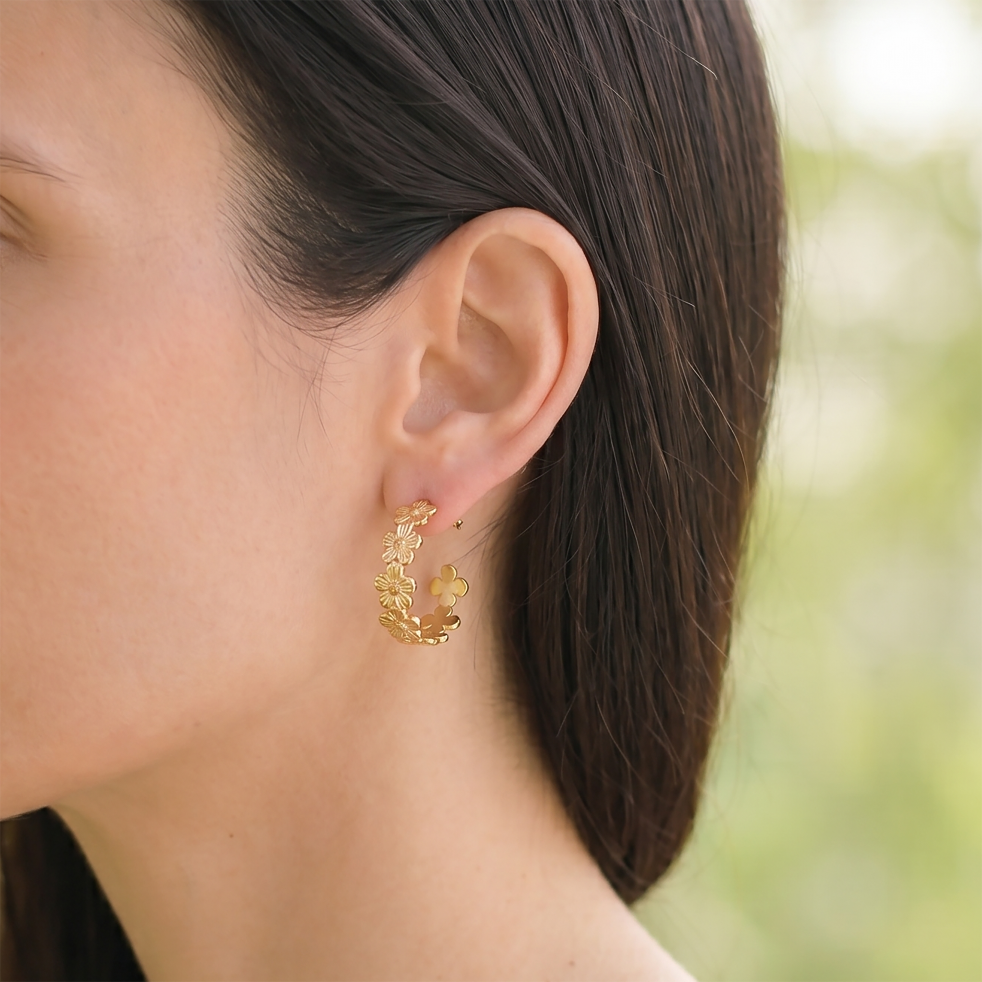 Floral Hoop Earrings