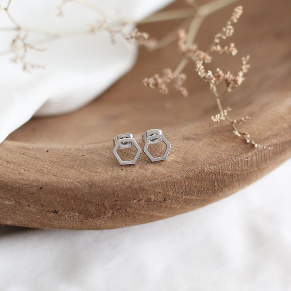 Mini Hexagon Earrings