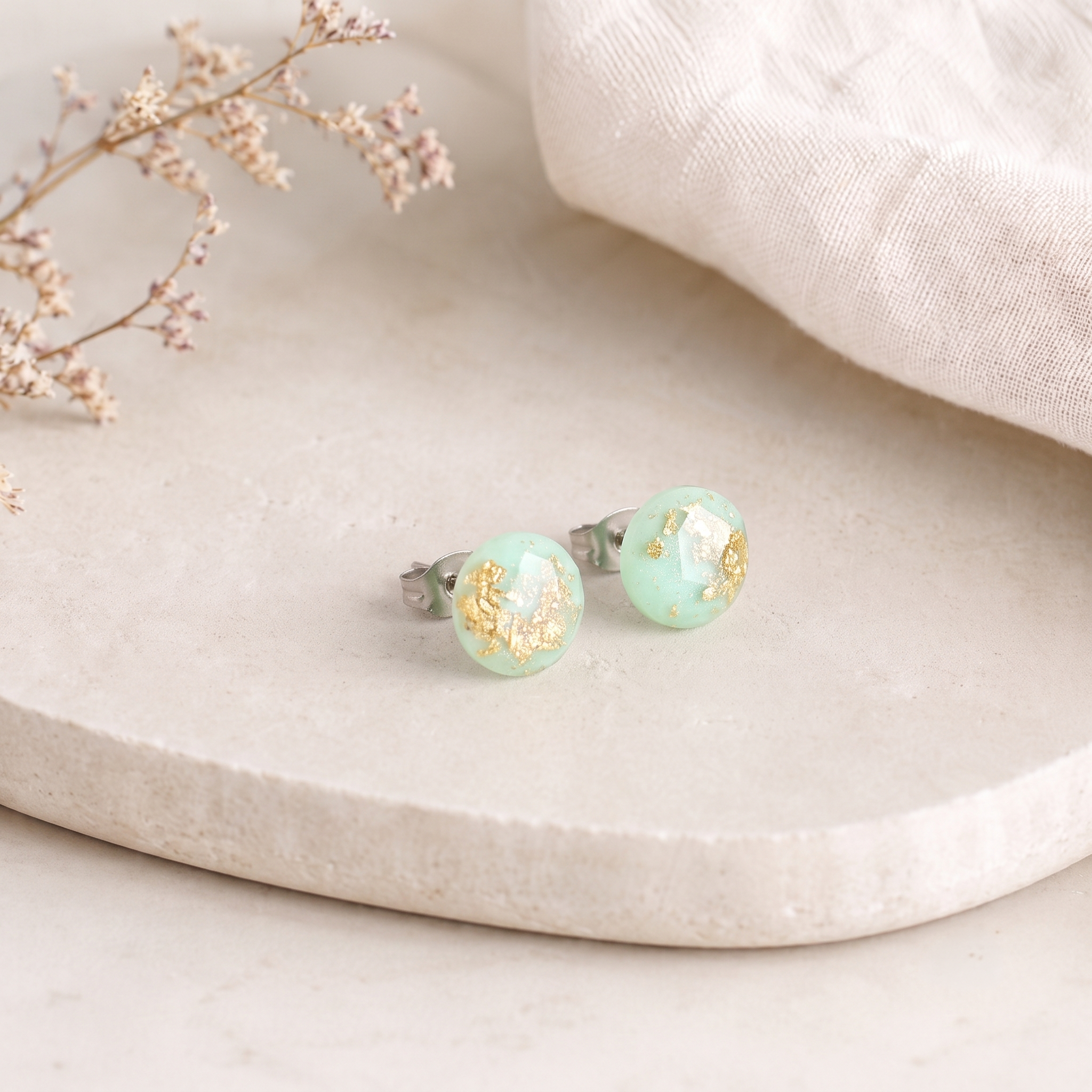 Mint & Gold Earrings