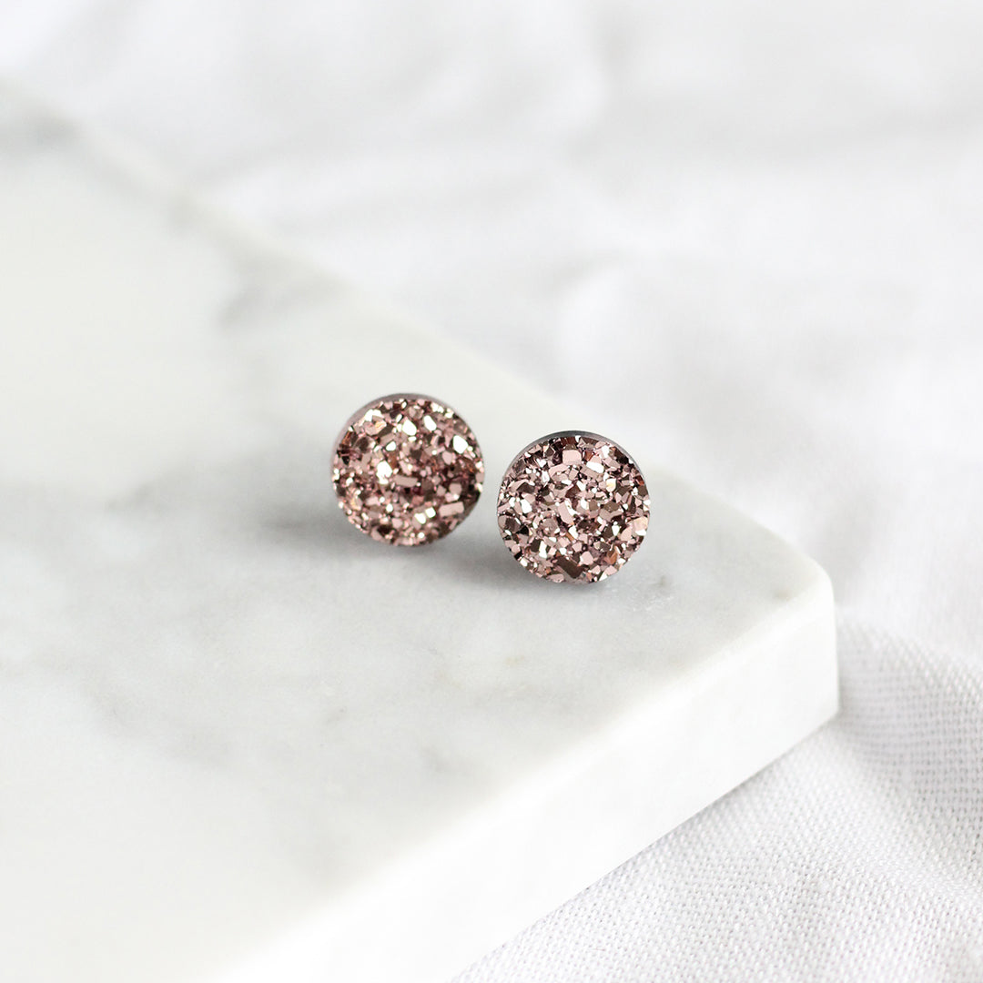 Rose Gold Druzy Earrings