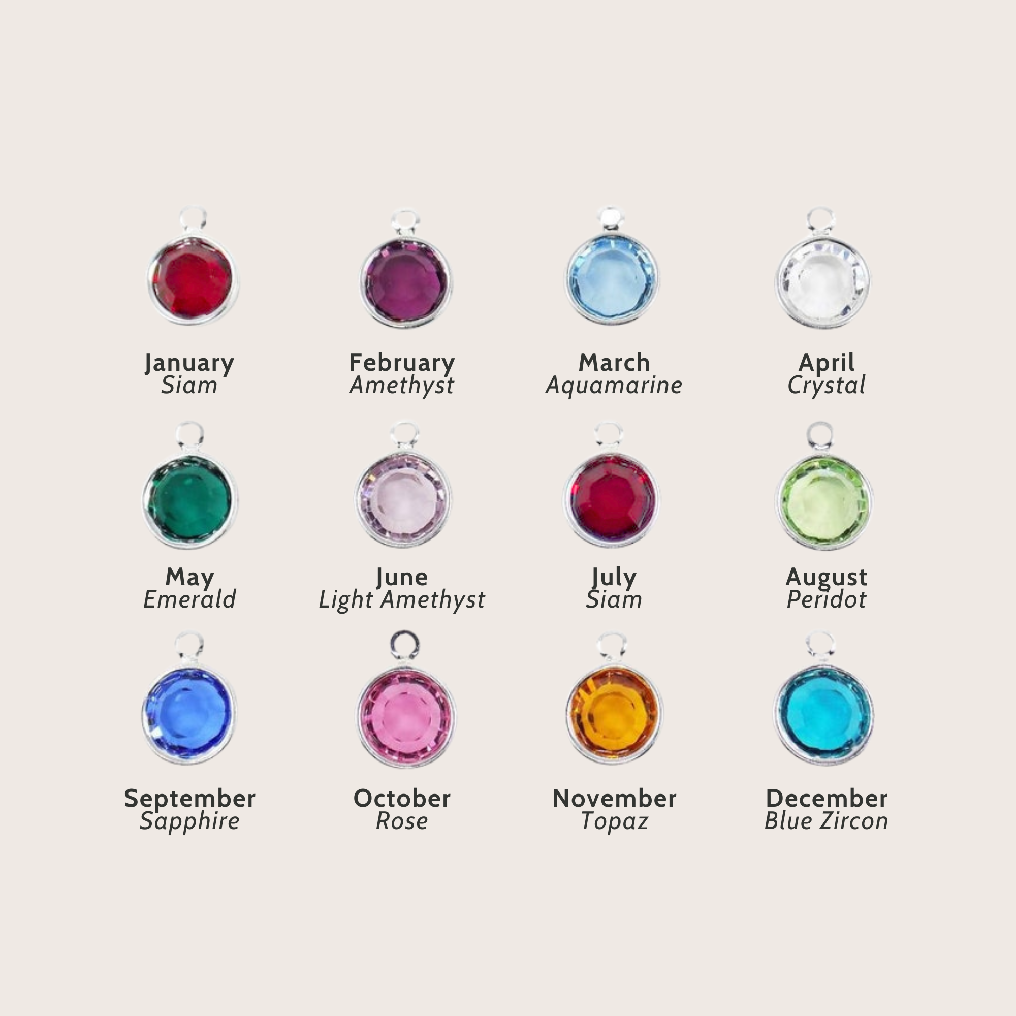 Silver Birthstone Necklace