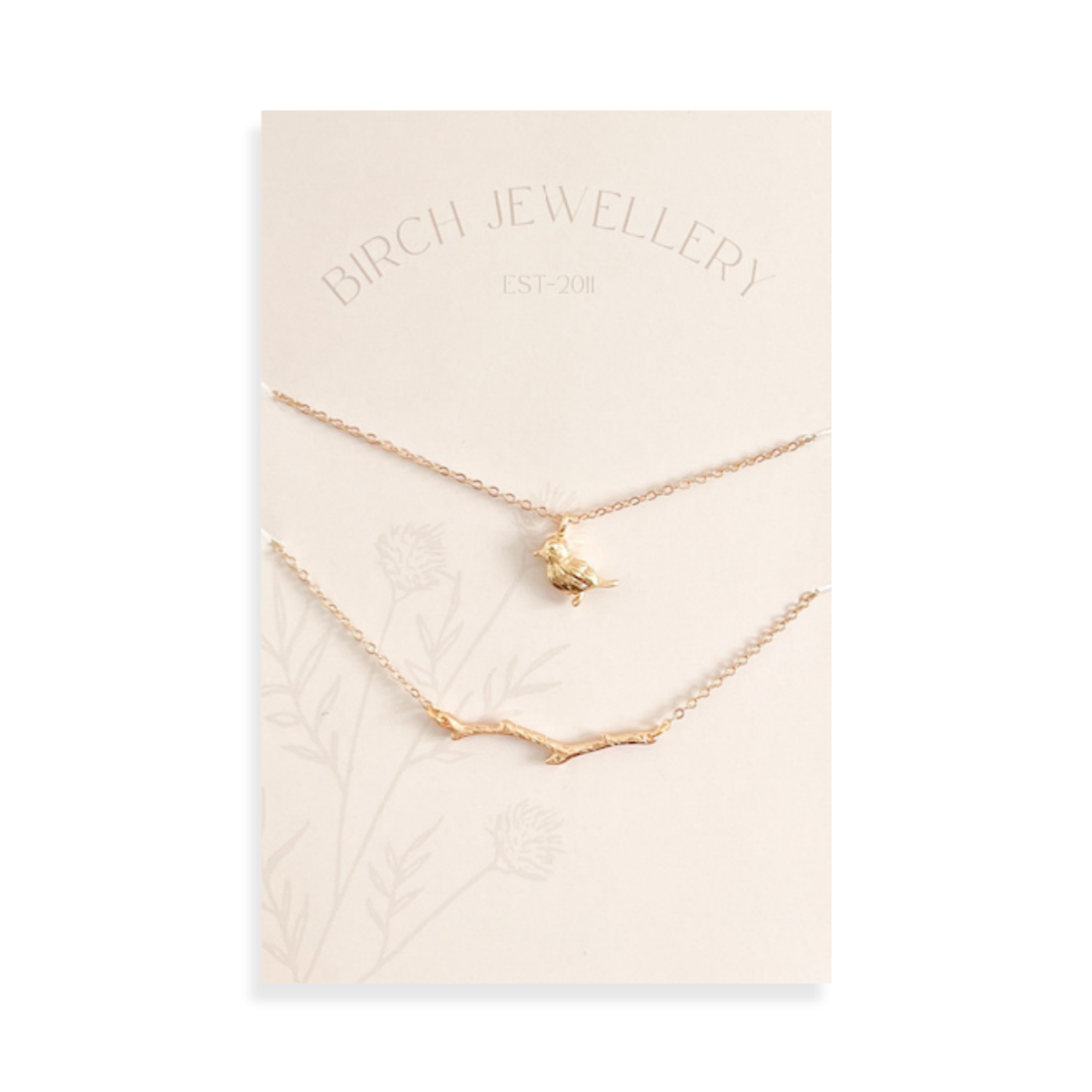 Gold Bird & Branch Necklace Set