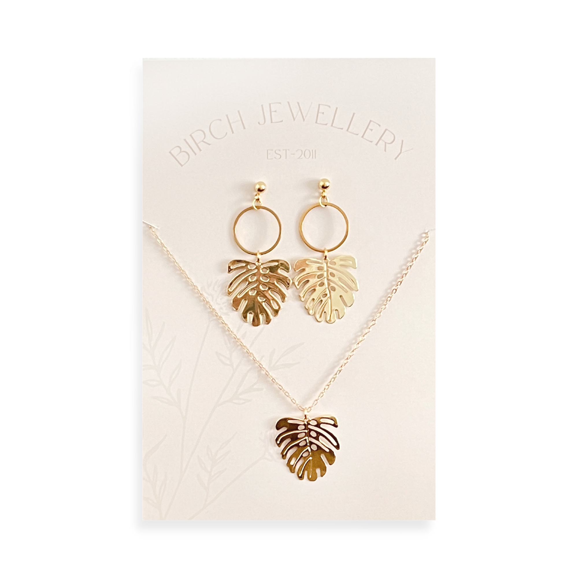 Gold Monstera Leaf Gift Set