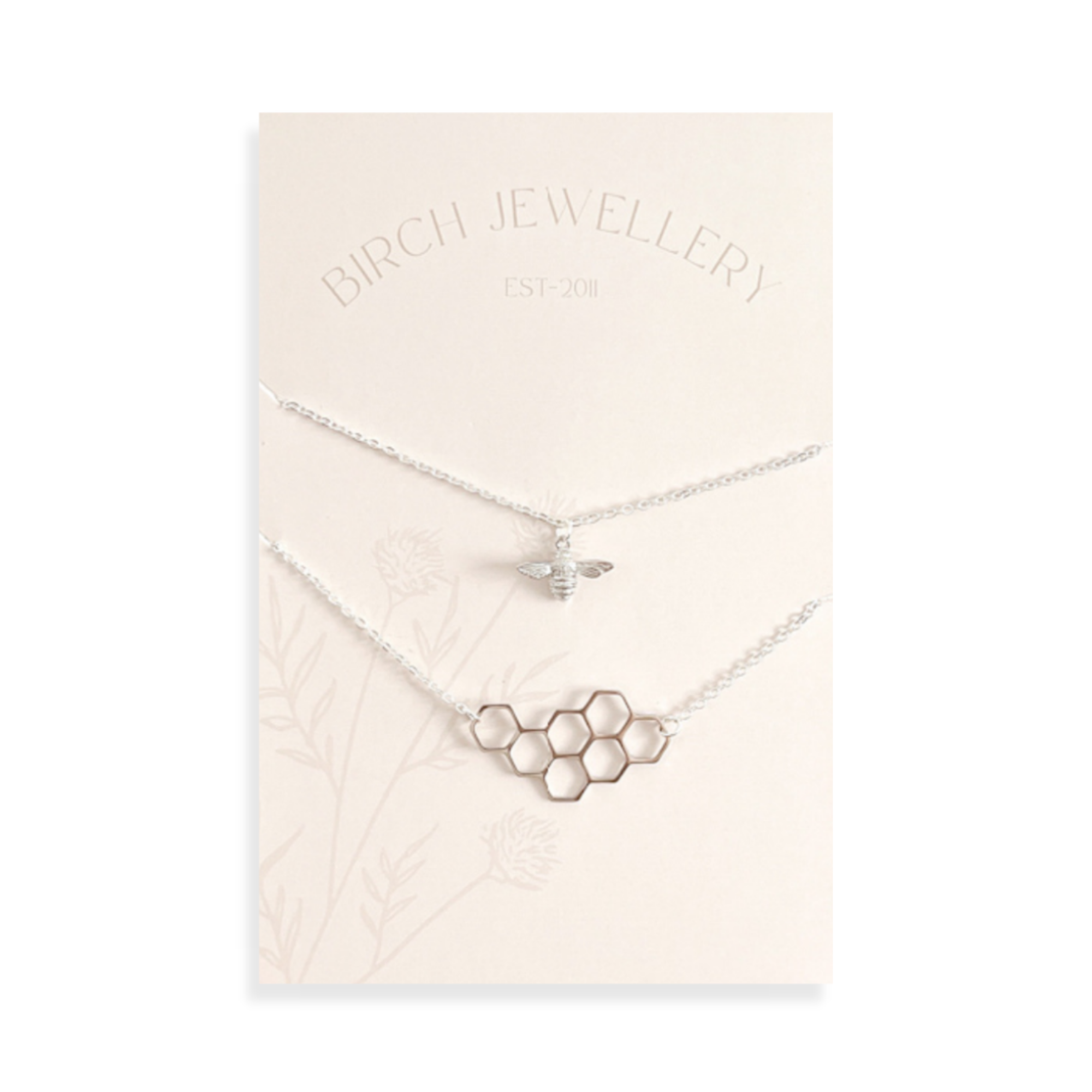 Silver Bee & Honeycomb Necklace Set