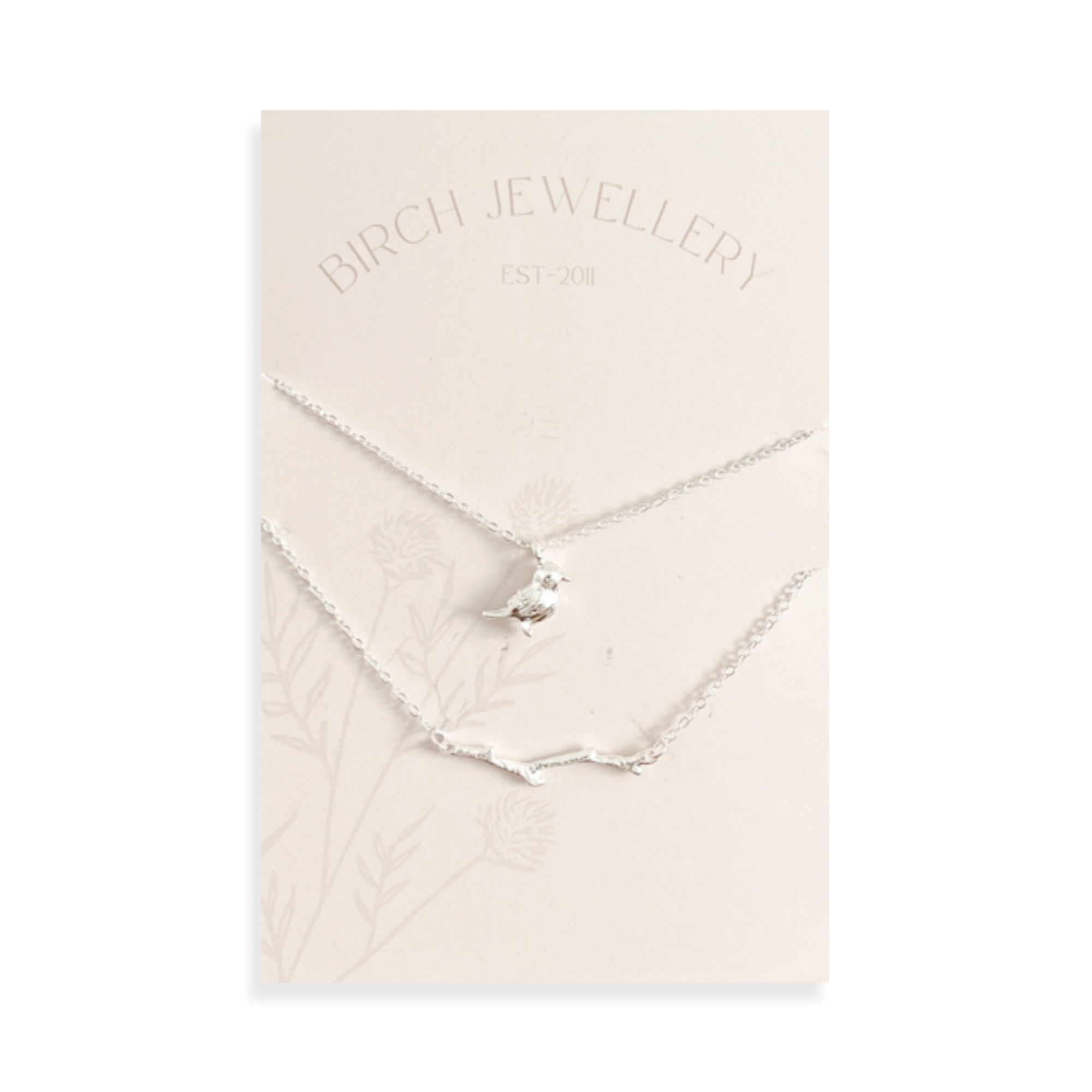 Silver Bird & Branch Necklace Set