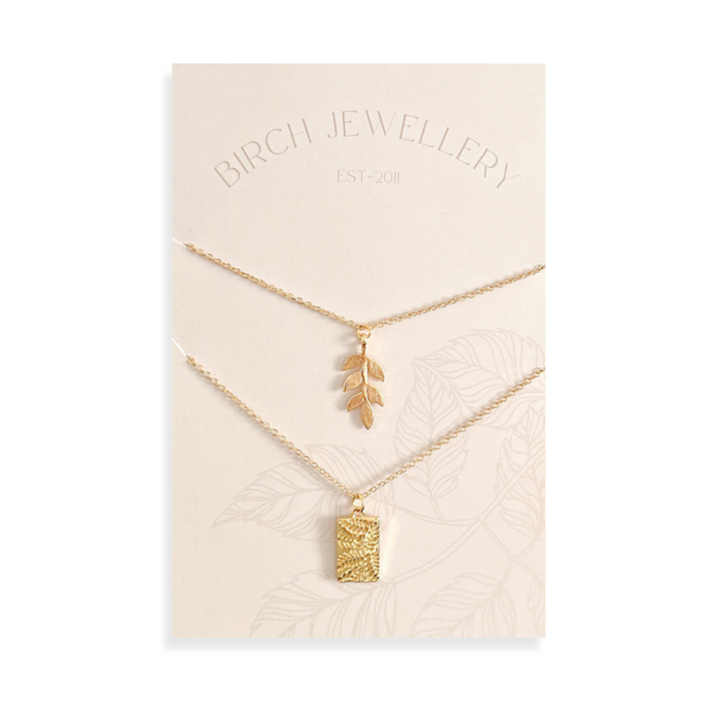 Gold Botanical Leaf Necklace Set