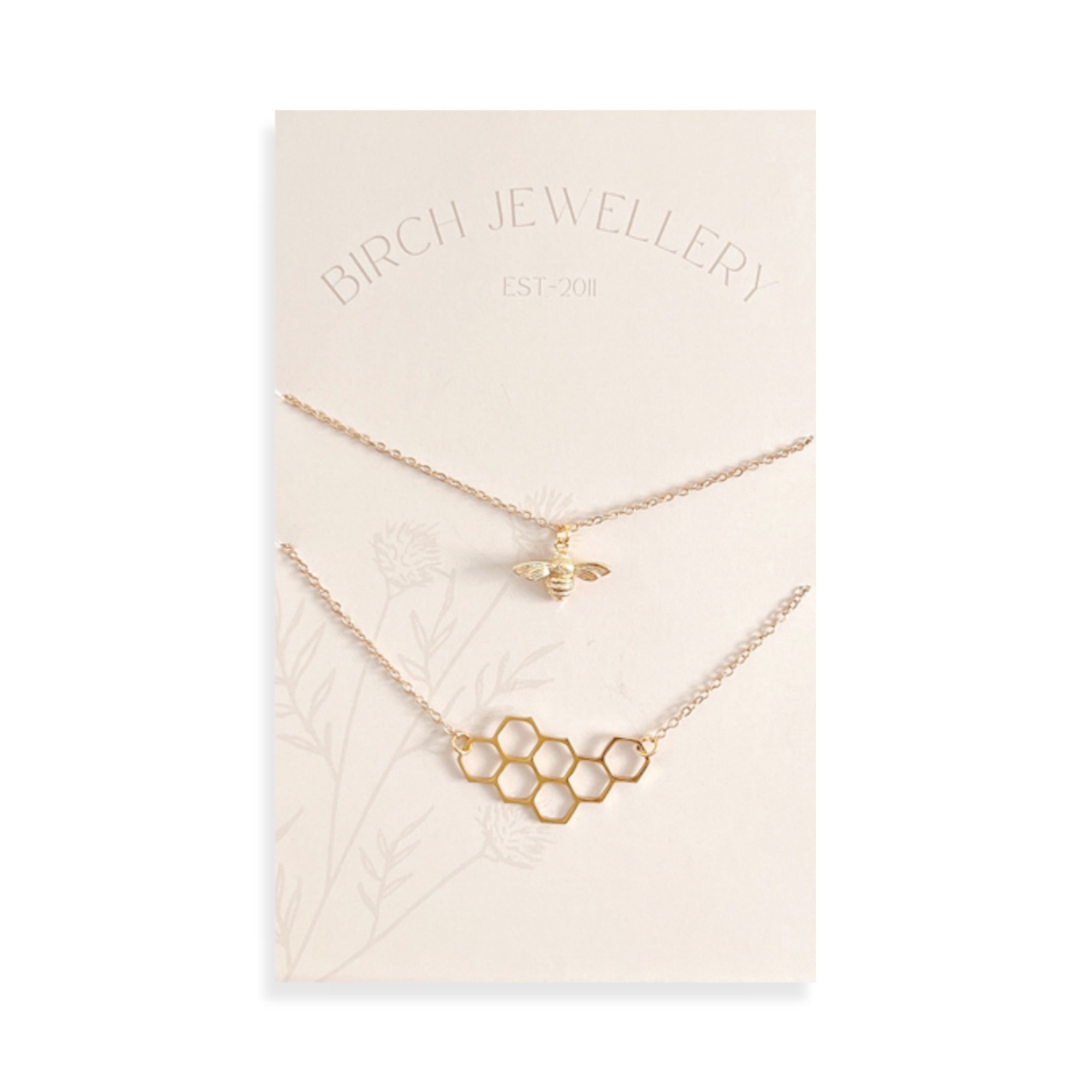 Gold Bee & Honeycomb Necklace Set