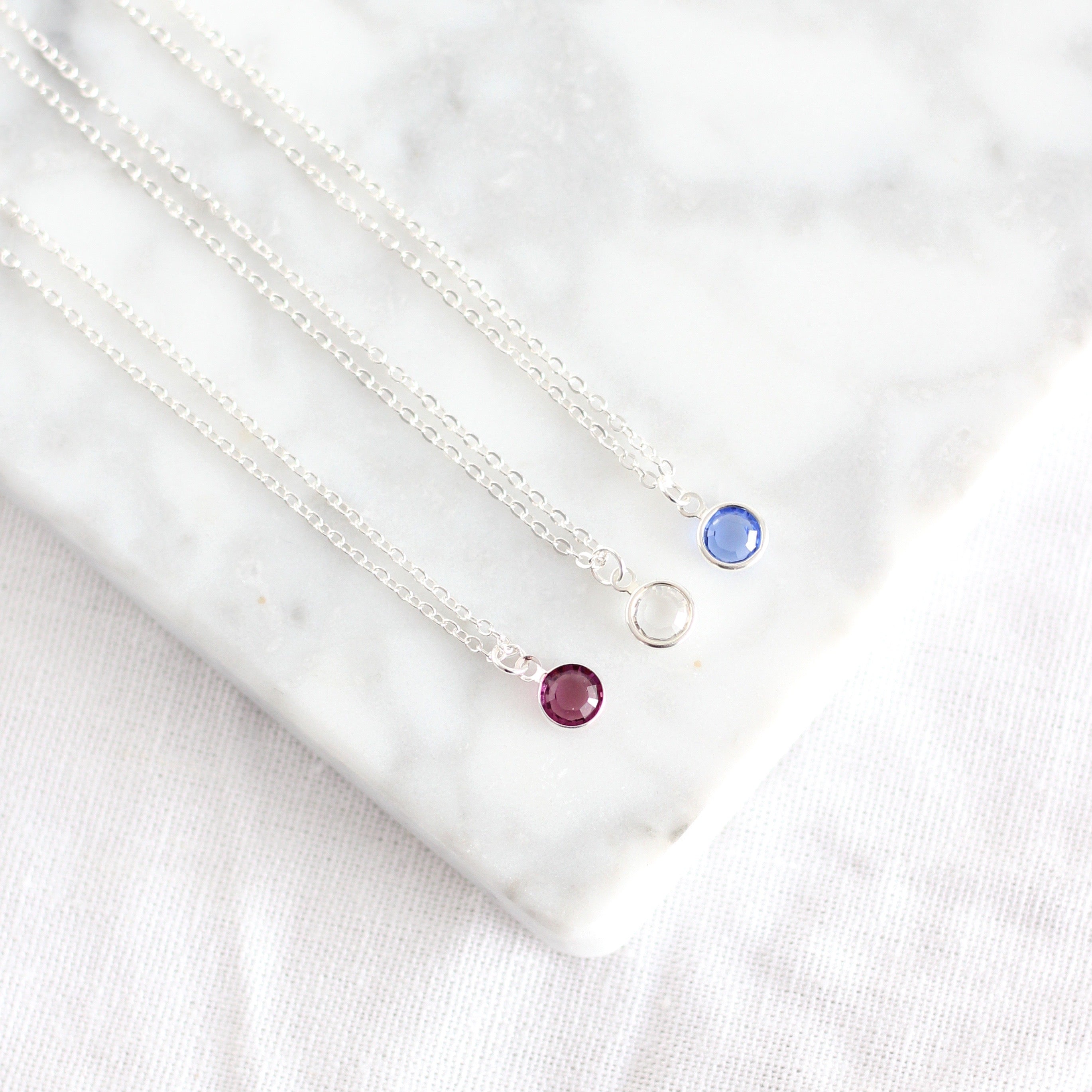 Silver Birthstone Necklace