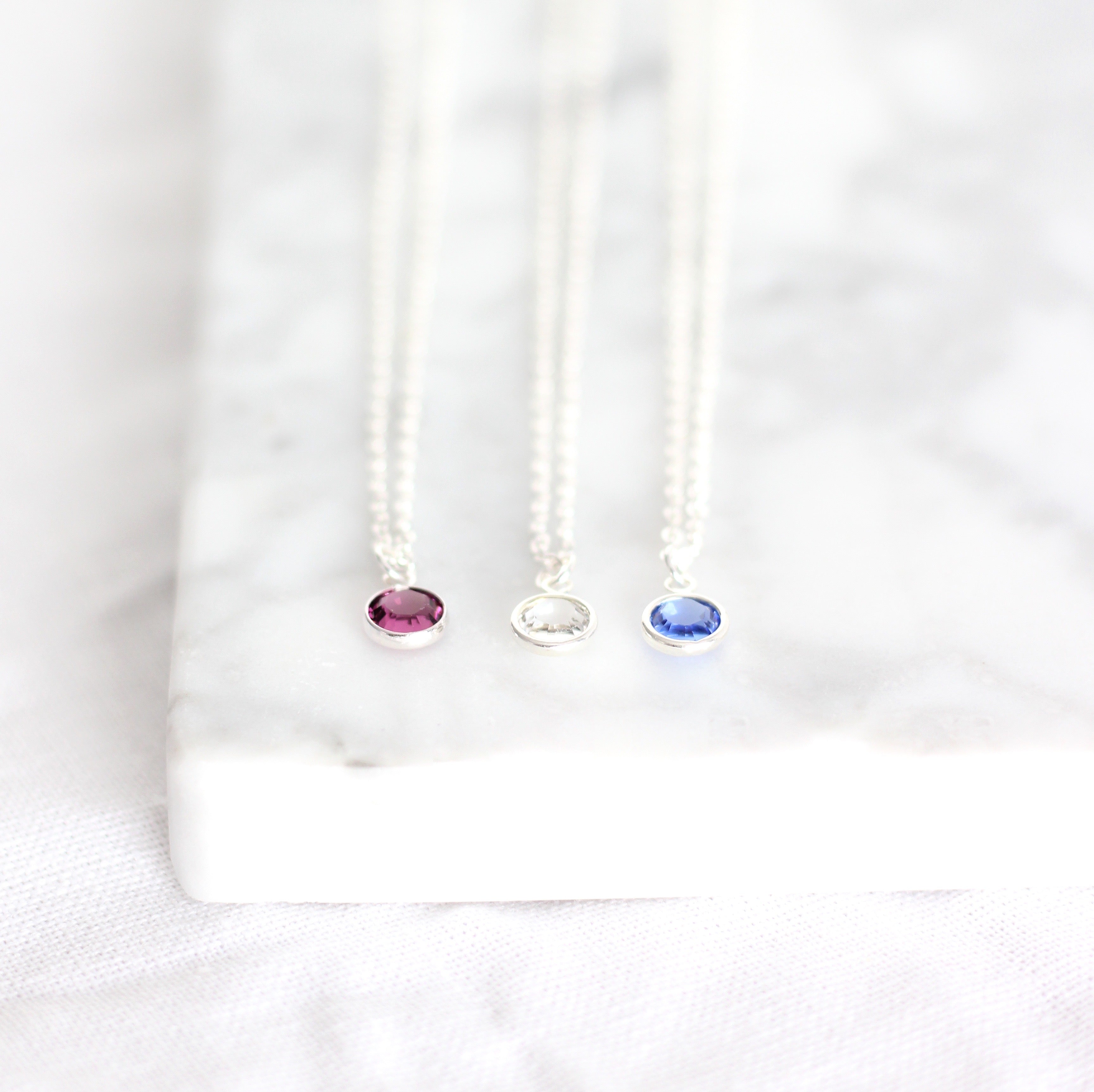 Silver Birthstone Necklace