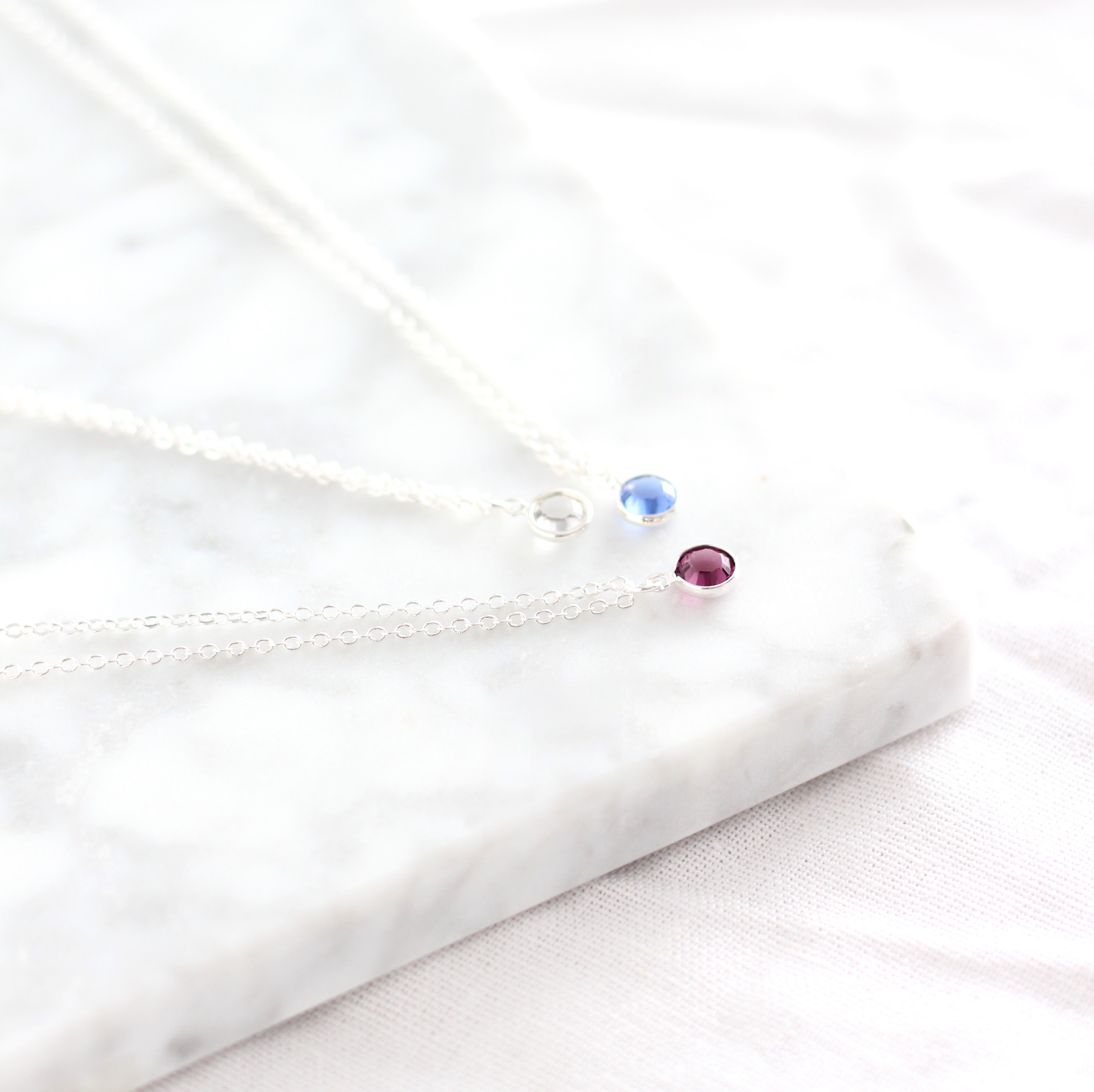 Silver Birthstone Necklace