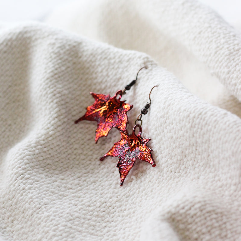 Red Maple Leaf Earrings