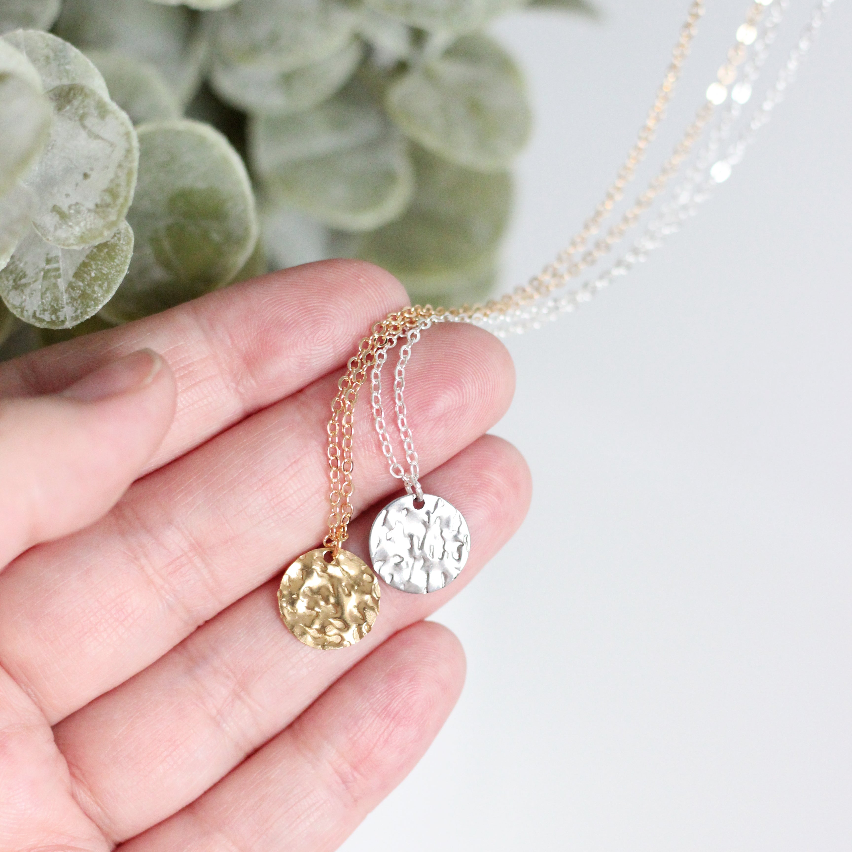 Hammered Disk Necklace