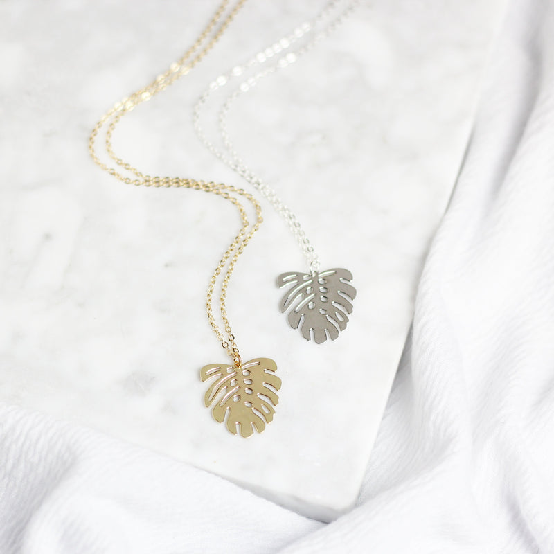 Silver Monstera Leaf Gift Set