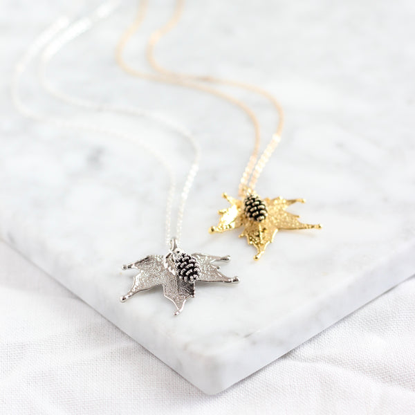 Maple Leaf & Pine Cone Necklace