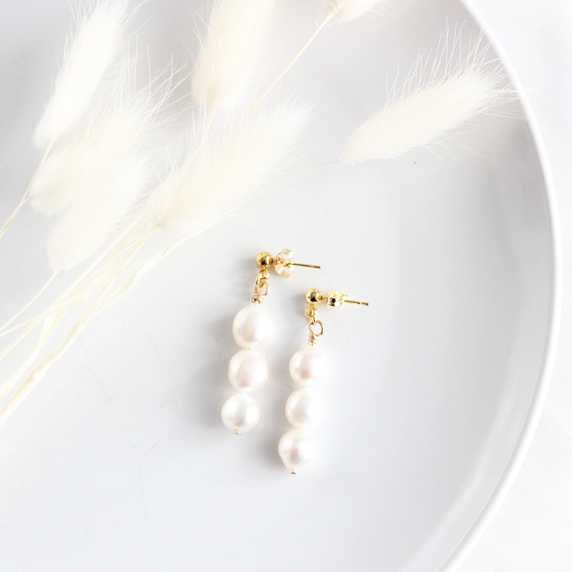 Organic Pearl Trio Earrings