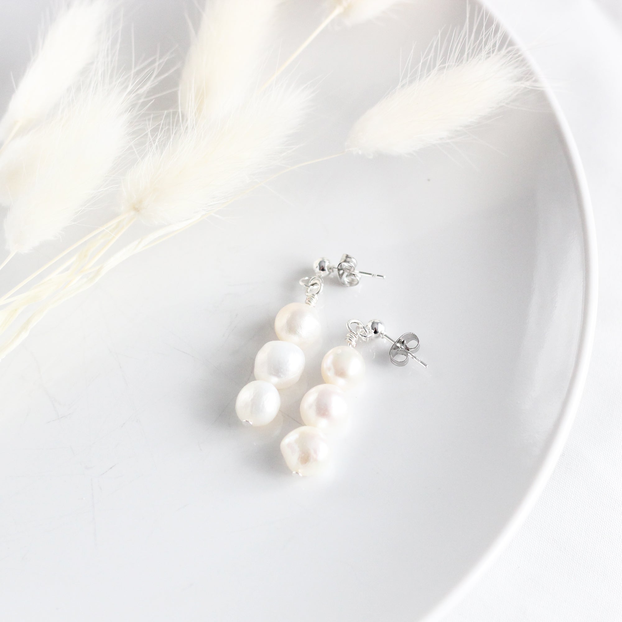 Organic Pearl Trio Earrings