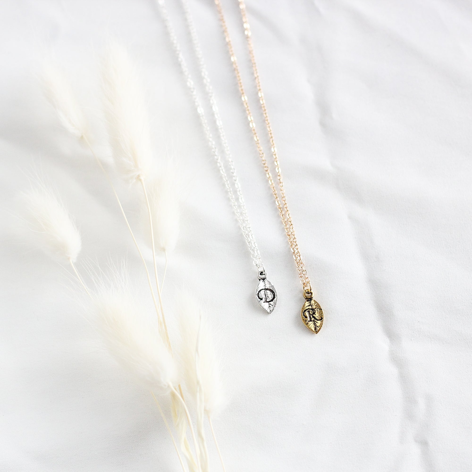 Leaf Initial Necklace