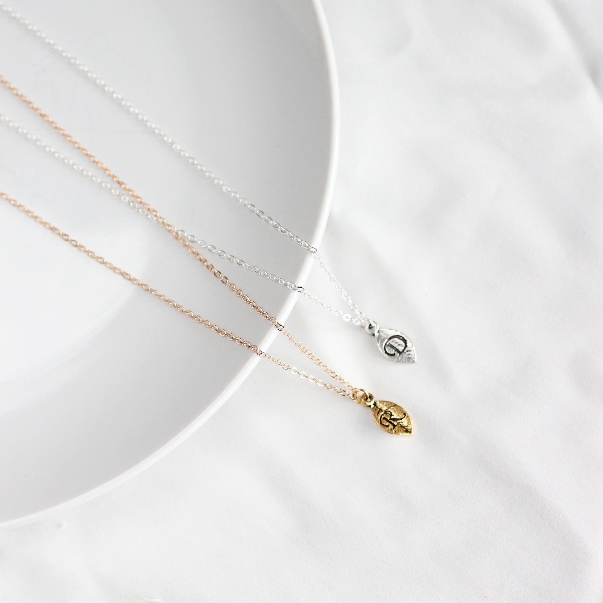 Leaf Initial Necklace