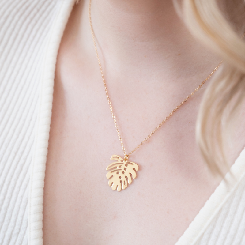 Gold Leaf Necklace, Gold Leaf Jewelry, Monstera Leaf, Banana Leaf, Gol –  Laalee Designs