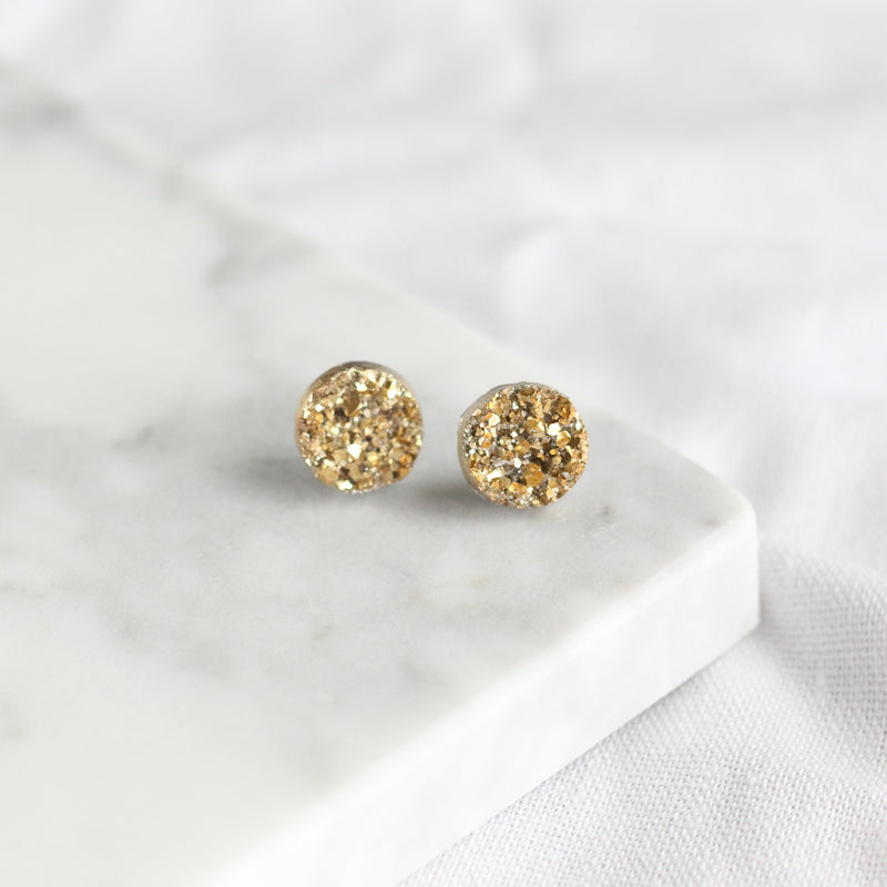 Gold Druzy Earrings