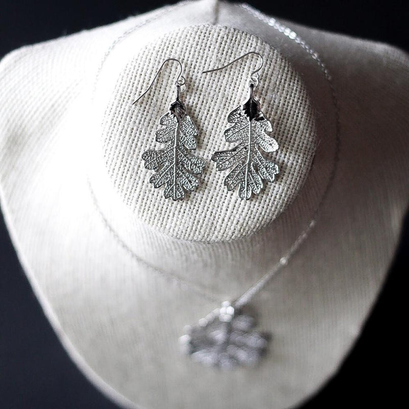 Silver Oak Leaf Earrings by Birch Jewellery