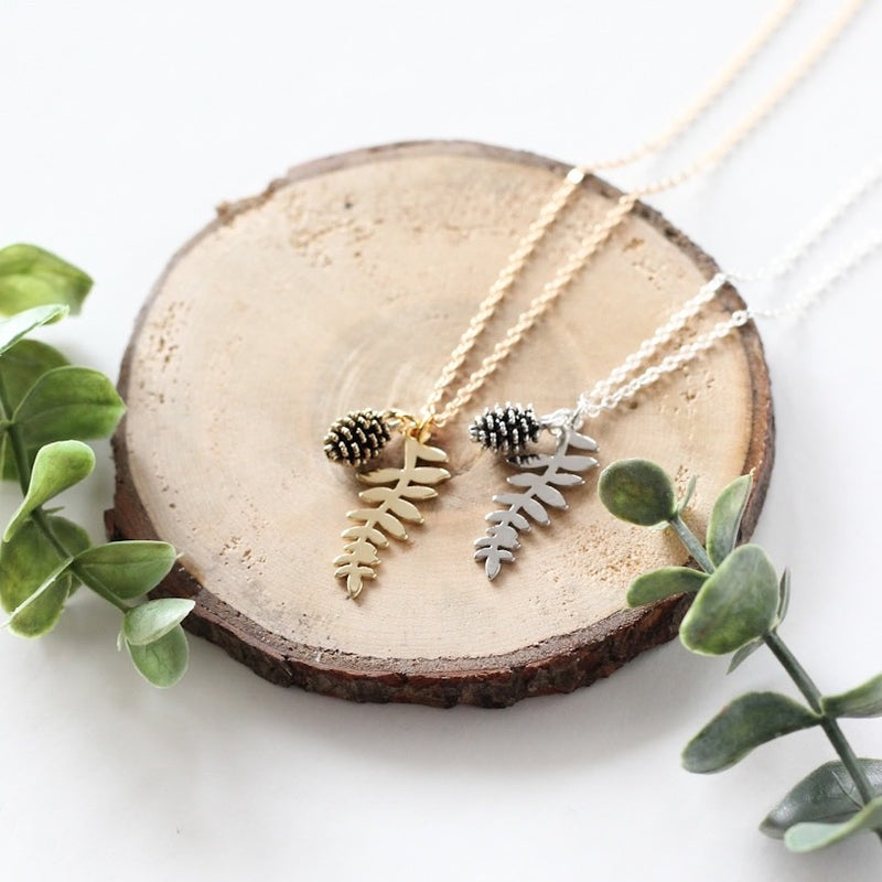 Fern Leaf & Pine Cone Necklace