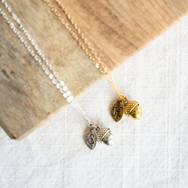 Acorn Initial Necklace
