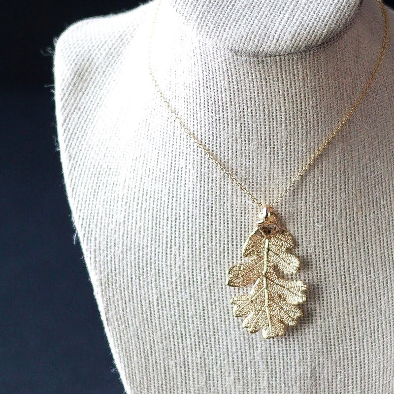 Gold Oak Leaf Necklace by Birch Jewellery