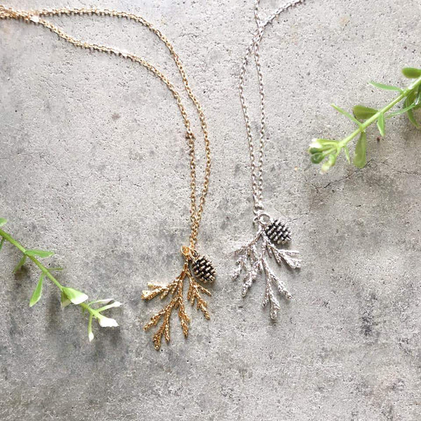 Juniper Branch & Pine Cone Necklace