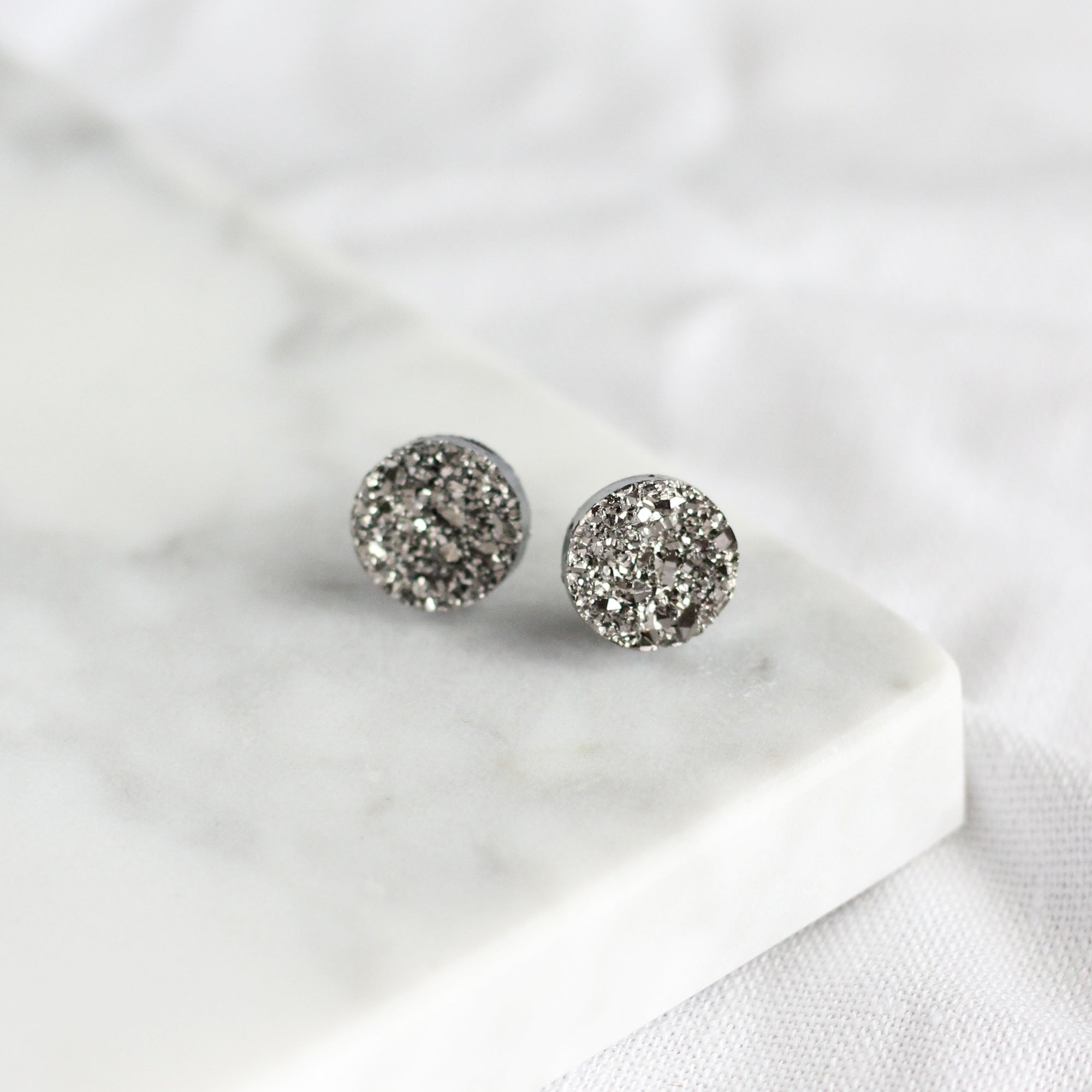 Silver Druzy Earrings