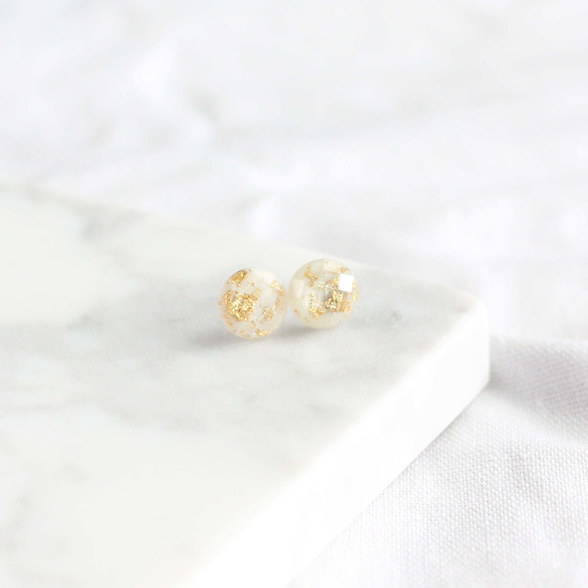 White & Gold Earrings